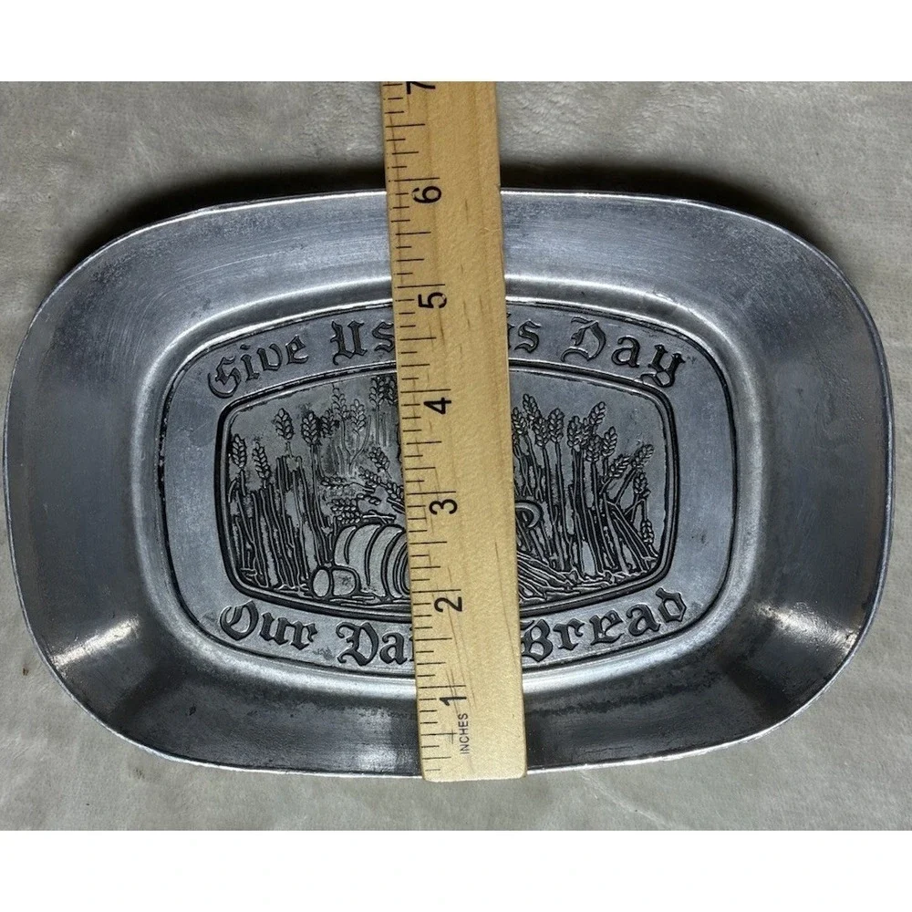 Pewter‎ Bread Tray Give Us This Day Our Daily Bread 8.5x6